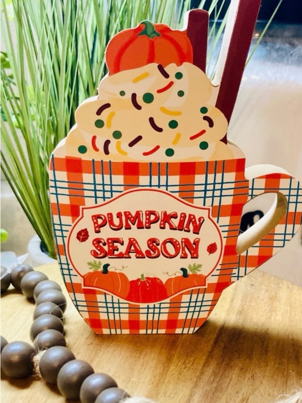 Pumpkin Spice Season Decorative Sign - Orange & Cream Fall Seasonal